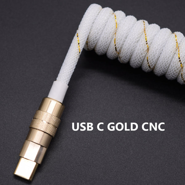 White & Gold Spiral Coiled Aviator Cable