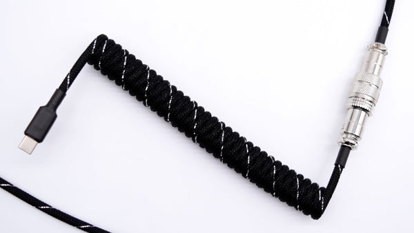 Black & Silver Spiral Coiled Aviator Cable