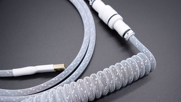 white and black custom USB cable