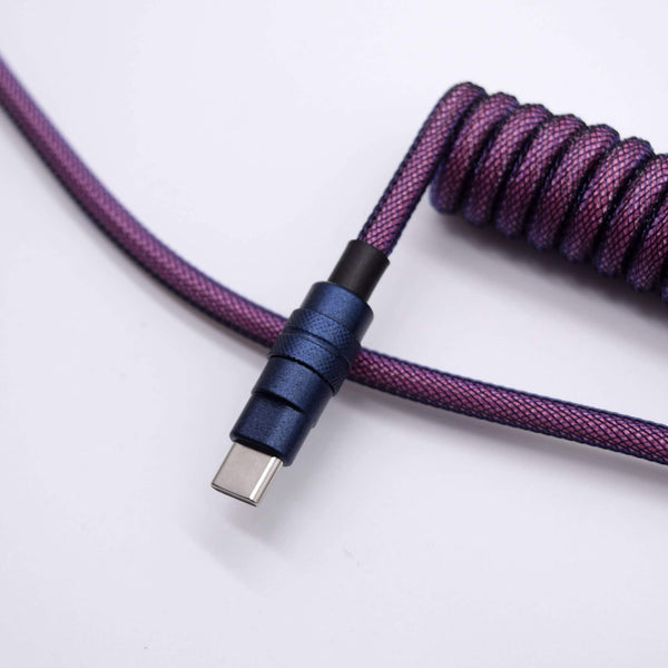 Cannon keys GMK pink on Navy USB C cable for keyboard