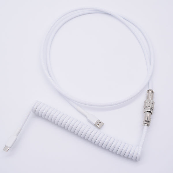 22AWG White Crystal Coiled Aviator Cable