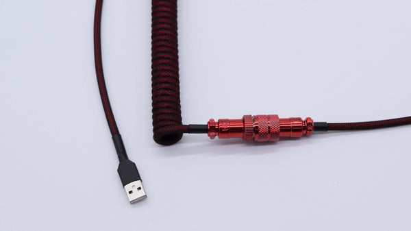 Custom Black and Red Coiled Aviator Cable