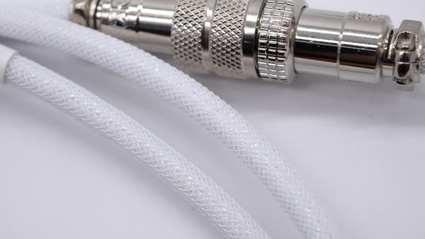 22AWG White Crystal Coiled Aviator Cable