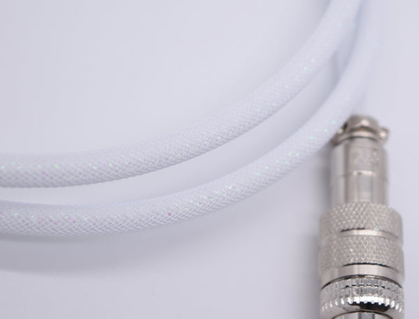 22AWG White Crystal Coiled Aviator Cable