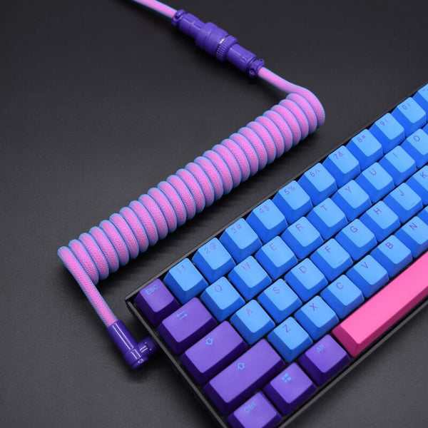 pink blue purple ducky joker mechanical keyboard cable coiled detachable reddit