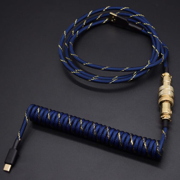 blue samurai custom mechanical keyboard cable coiled detachable aviator reddit