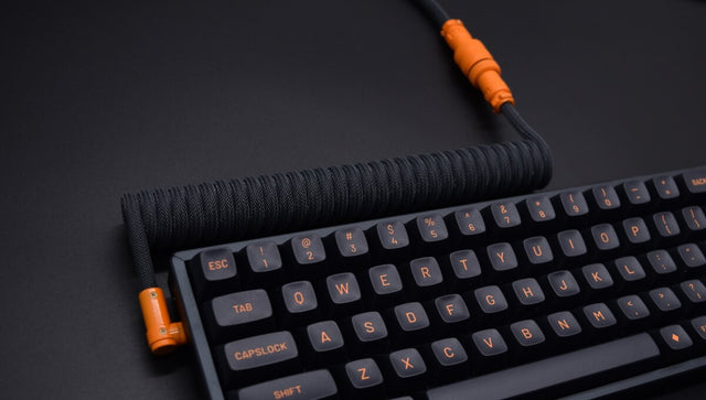 Ranked Coiled Keyboard Cable | Handcrafted Double-Sleeved Braided Cable |  USB Type C to A | 5-Pin Aviator Connector for Custom Mechanical Gaming