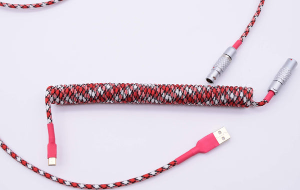 Red and white custom keyboard cable