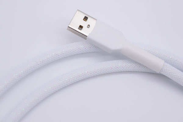 22AWG White Crystal Coiled Aviator Cable