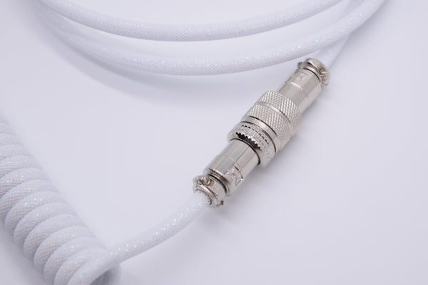 22AWG White Crystal Coiled Aviator Cable