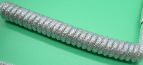 Coiled pearl white keyboard cable