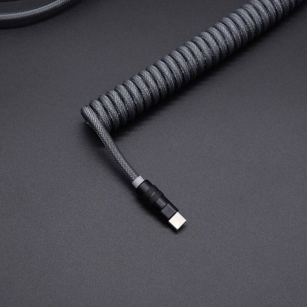 USB C mechanical keyboard cable gray and black