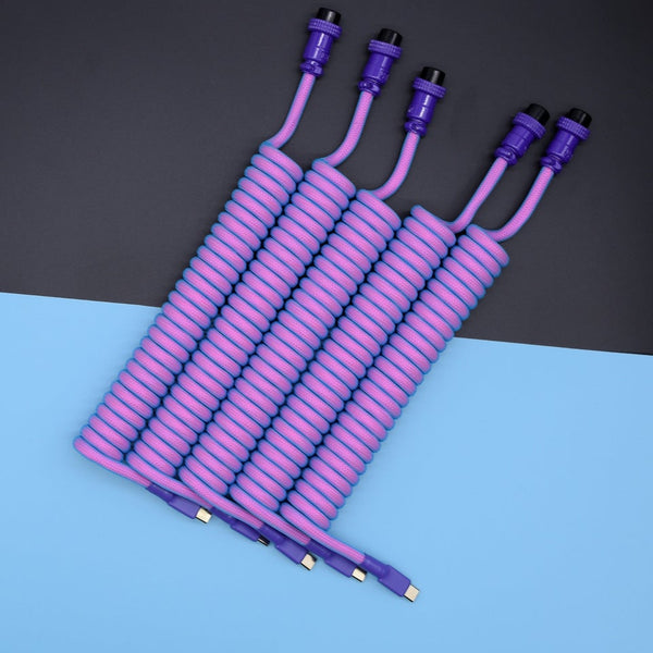 Pink and purple custom coiled ducky joker keyboard cables reddit