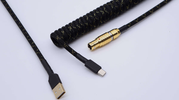 Custom black and gold mechanical keyboard cable