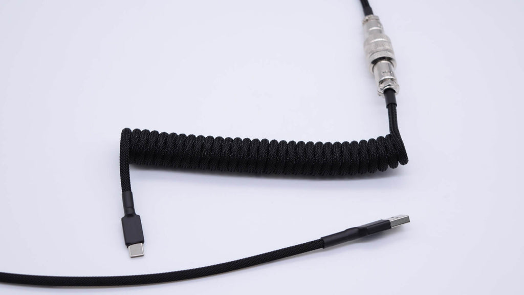 Black & Silver Spiral Coiled Aviator Cable