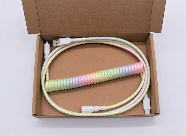 Pastel rainbow coiled detachable cable